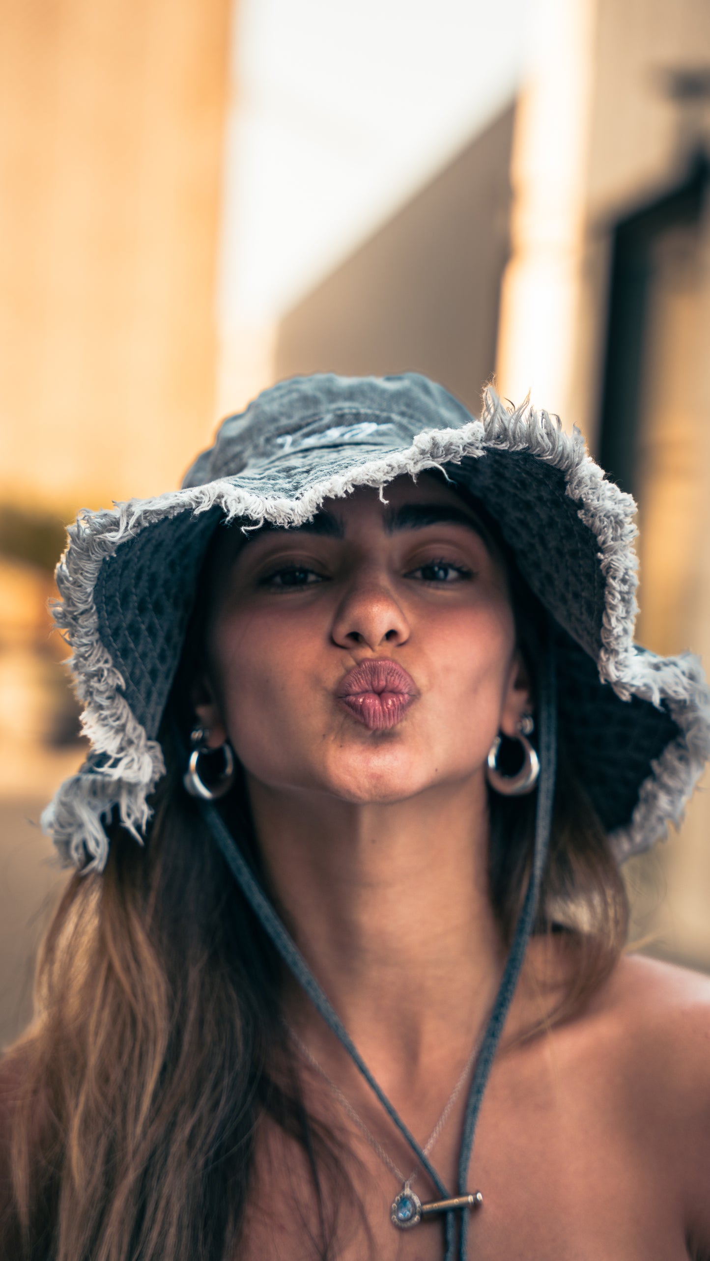 Grey Denim Bucket Hat